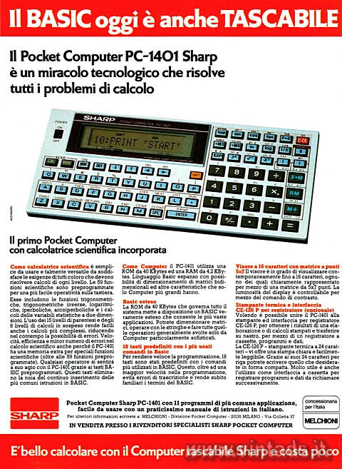 Il BASIC oggi  anche TASCABILE

II Pocket Compu